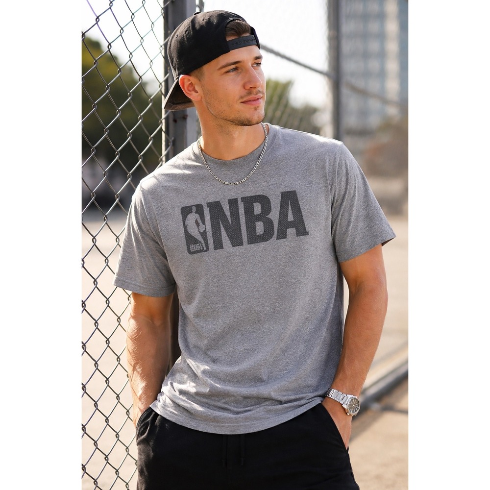 NBA Logo Graphic T Shirt Gray Heather Basketball‎ Streetwear Tee XL